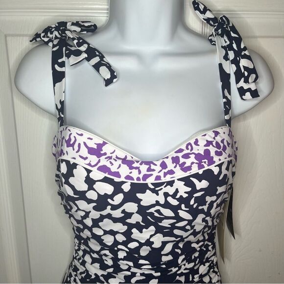 PROFILE BY GOTTEX Upf 50 Pop Flower D Cup Tank One-Piece Swimsuit Purple Blue 8 - Picture 7 of 13